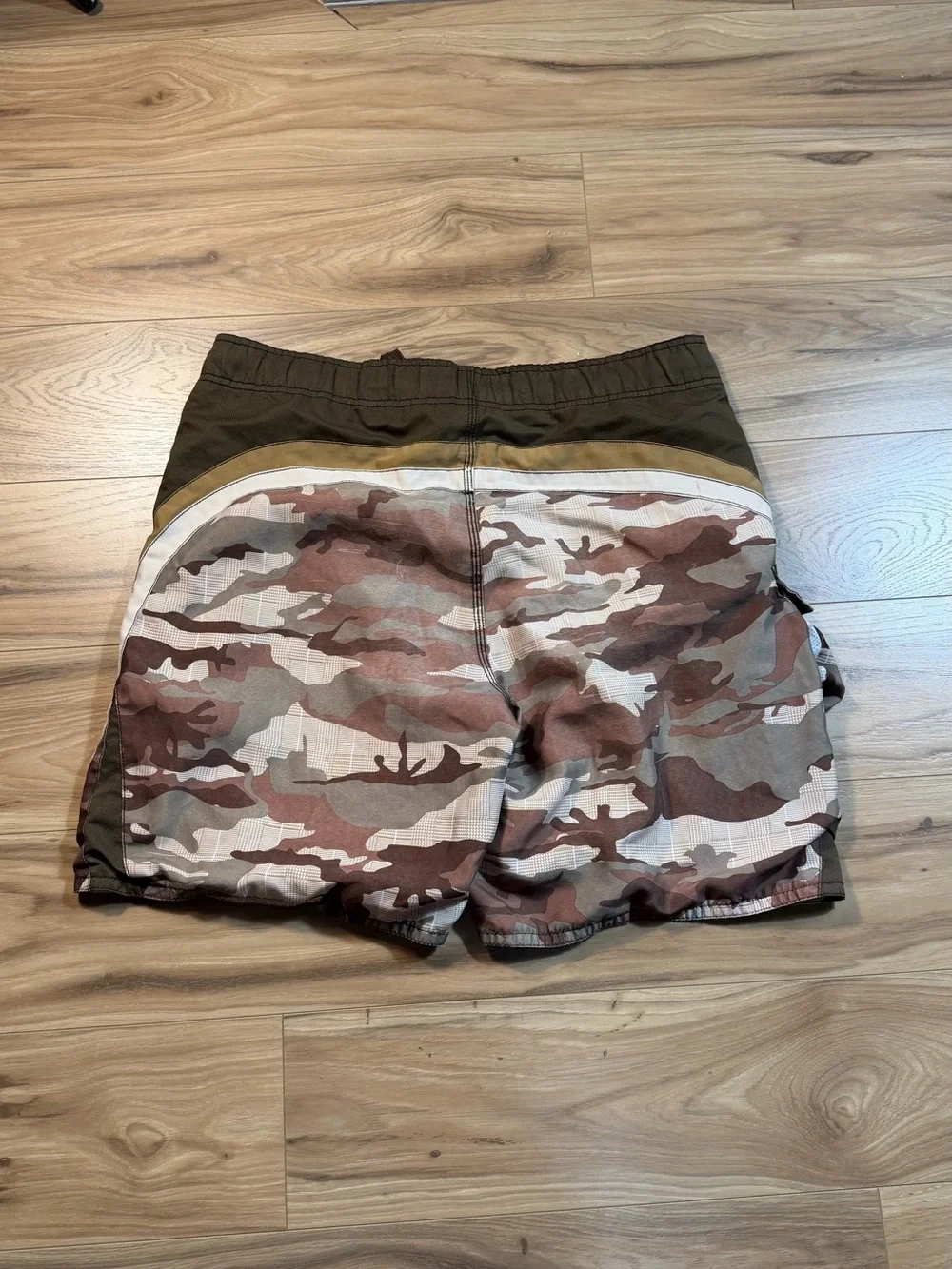 OP Men's Brown Camo Cargo Shorts with Olive Panels